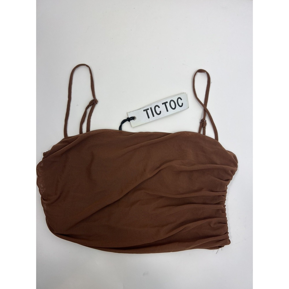NWT Tic Toc‎ Crop Top Spaghetti Strap Brown Juniors Sz Medium